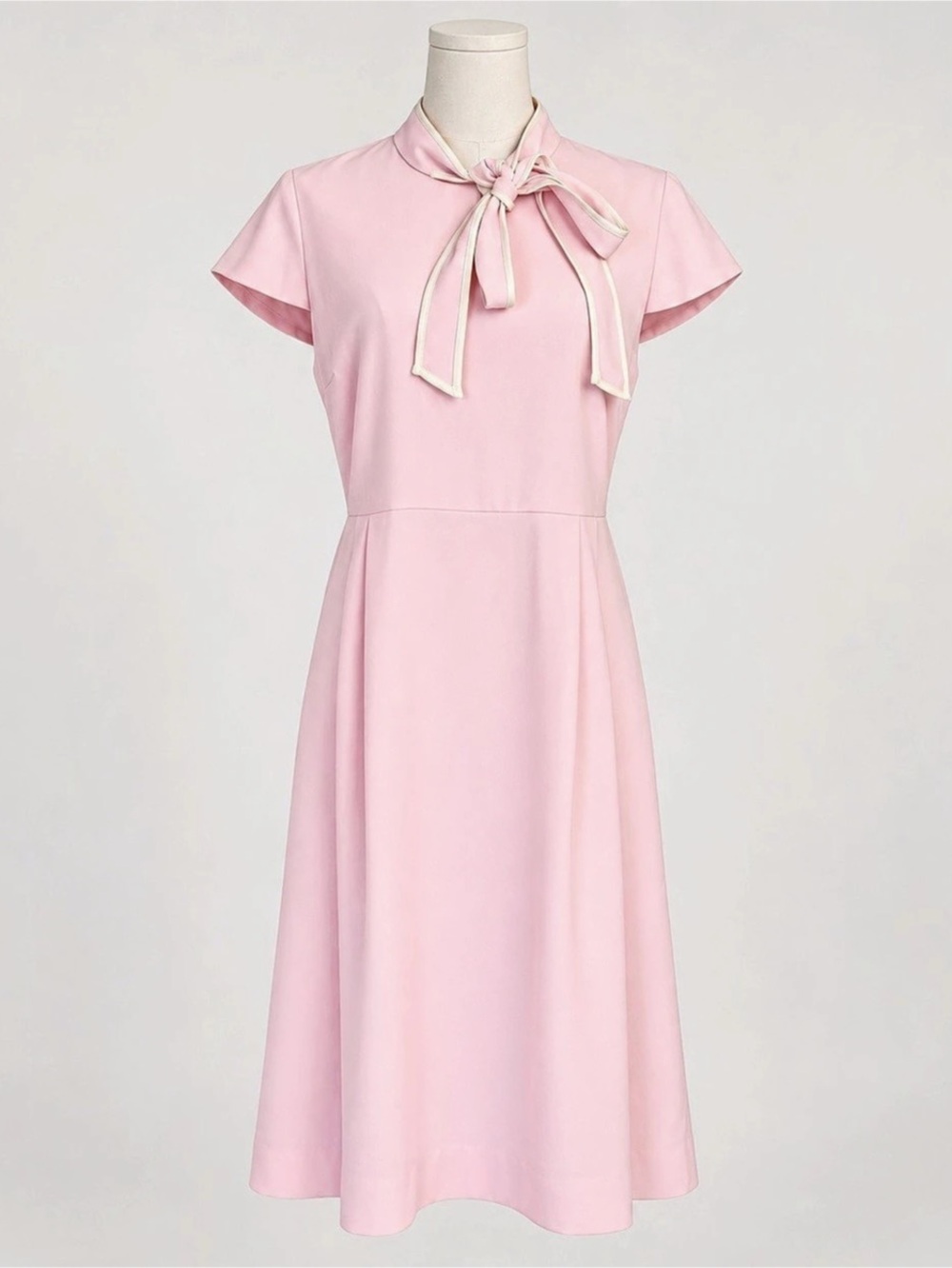 J.Crew Collection Pink Tie-Neck Midi Dress Size 10 Short Sleeve Bow